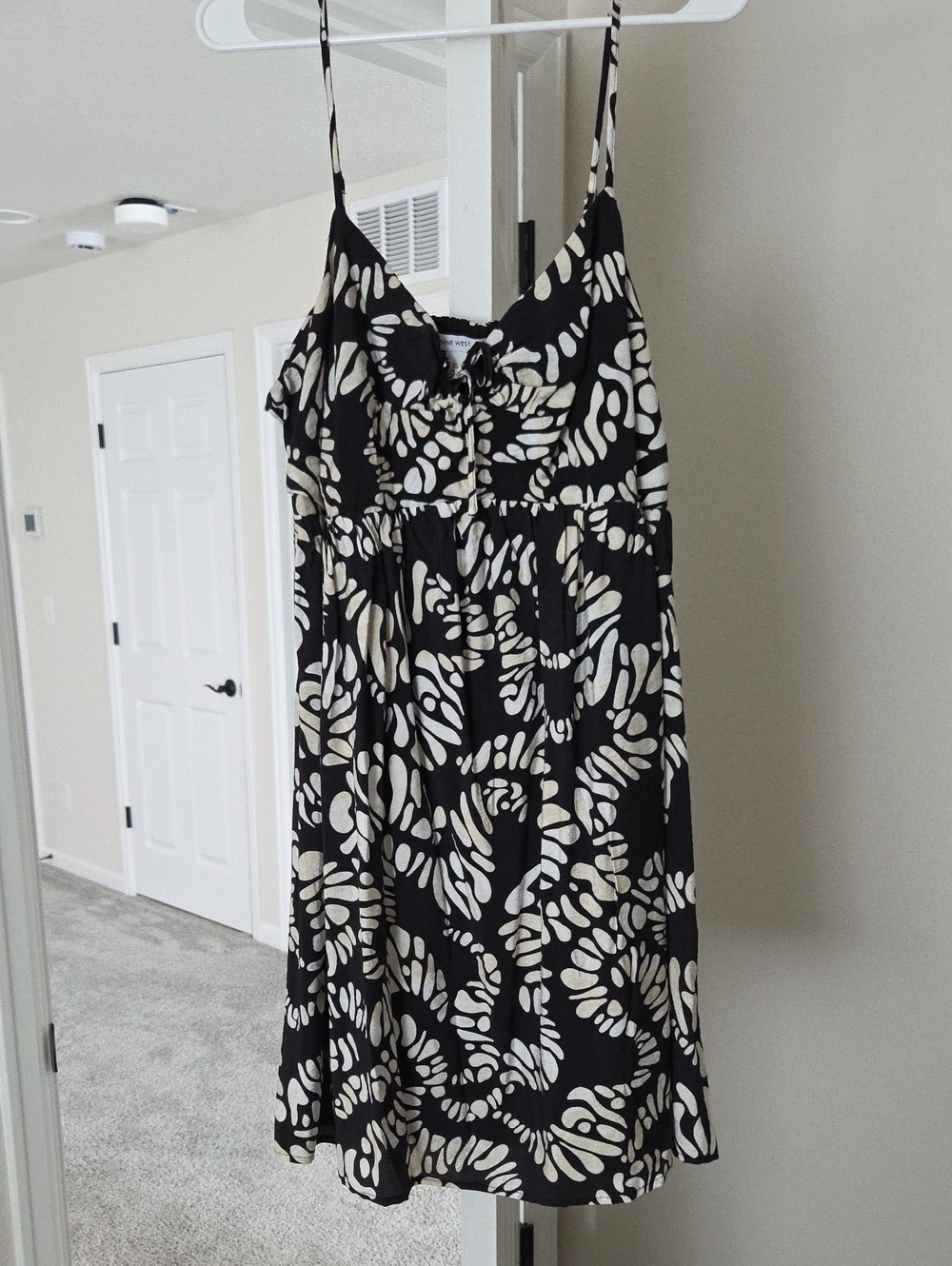 Nine West Black and Cream Spaghetti Strap Mini Dress